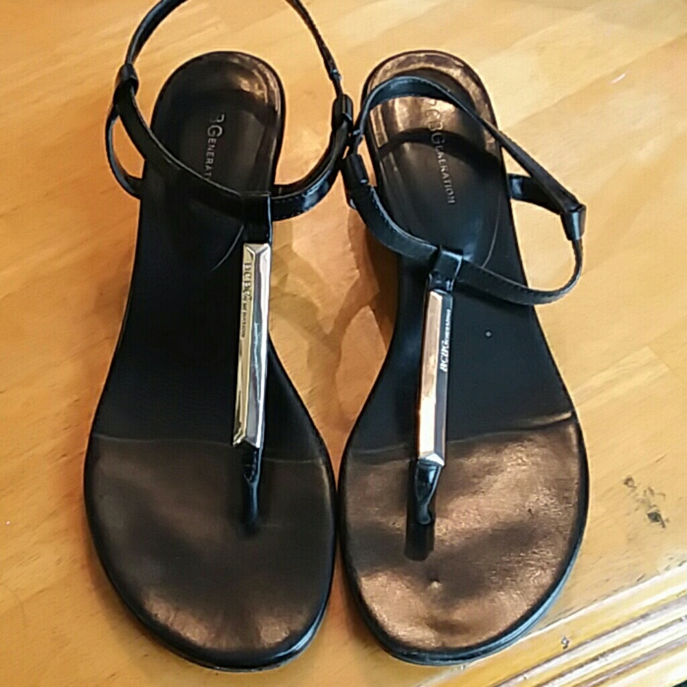 Black wedge sandals